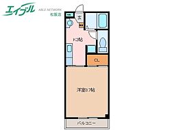 ロイヤルハートピア郷津B 1Kの間取図画像