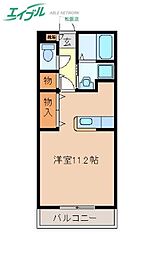 アリーヂャンスC 1Kの間取図画像