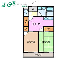 りんごの木 2DKの間取図画像
