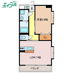 シャンティーク 1LDKの間取図画像
