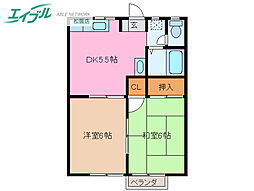 ハイツロアール2 2DKの間取図画像