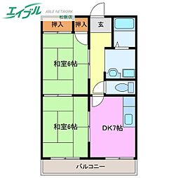 メゾン松阪弐番館 2DKの間取図画像
