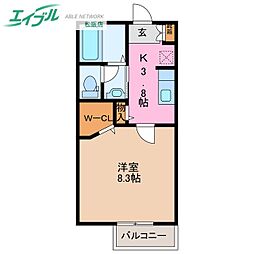 グランドール派 1Kの間取図画像