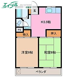 伊藤ビル 2Kの間取図画像