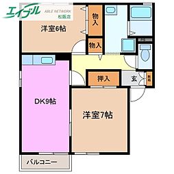 セリエB 2DKの間取図画像