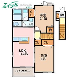 イルミネイトソルE 2LDKの間取図画像