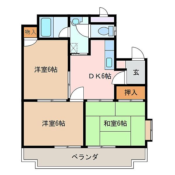 三重県津市垂水(賃貸マンション3DK・3階・53.00㎡)の写真 その2
