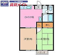 ハイツロアール2 2DKの間取図画像