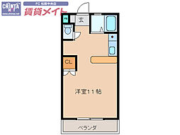 近鉄山田線 東松阪駅 3.3kmの賃貸マンション 3階ワンルームの間取り