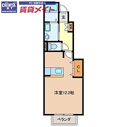 ヴォロンティエＡ棟 1階ワンルームの間取り