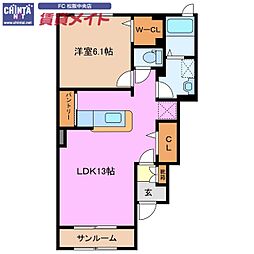近鉄山田線 斎宮駅 バス16分 三重交通志貴下車 4.4kmの賃貸アパート 1階1LDKの間取り
