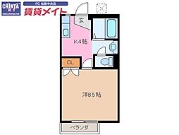 マイランドパートII 2階1Kの間取り