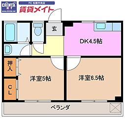 テナント山本 2DKの間取図画像
