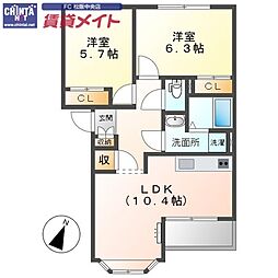JR紀勢本線 川添駅 徒歩17分 2階/-