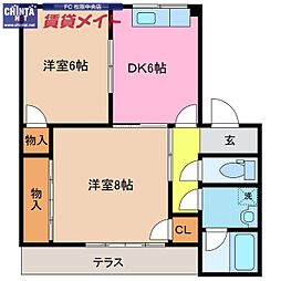 メゾンカレリア 2DKの間取図画像