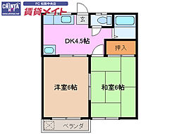 サザンハイツパート2 2DKの間取図画像