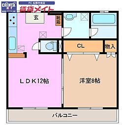 コーポ和院2 1LDKの間取図画像