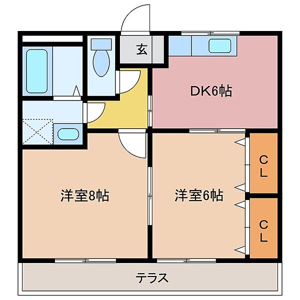 三重県伊勢市神田久志本町(賃貸アパート2DK・2階・44.90㎡)の写真 その2