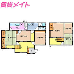 JR参宮線 山田上口駅 徒歩19分の賃貸一戸建て 1階5DKの間取り
