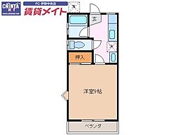 ハイツU-FO 1Kの間取図画像