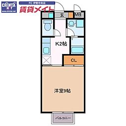 JR参宮線 田丸駅 徒歩14分の賃貸アパート 2階1Kの間取り