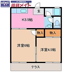 コーポなにわ 2Kの間取図画像