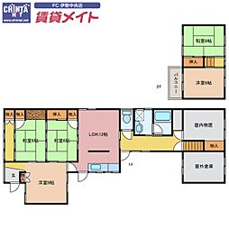 JR参宮線 二見浦駅 徒歩12分の賃貸一戸建て 1階5SLDKの間取り