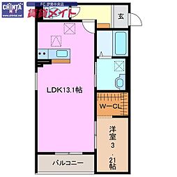 伊勢市御薗町王中島アパート 1LDKの間取図画像