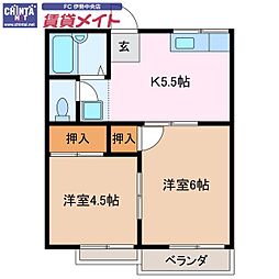 コリーヌ伊勢 2Kの間取図画像