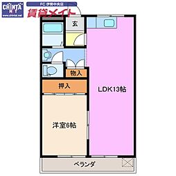 林ビル 1LDKの間取図画像