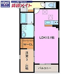 伊勢市御薗町王中島アパート 1LDKの間取図画像