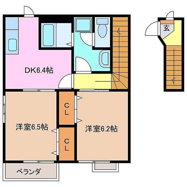 三重県津市半田(賃貸アパート2DK・2階・48.97㎡)の写真 その2