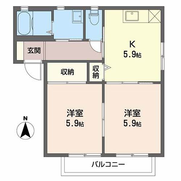 三重県津市乙部(賃貸アパート2K・2階・42.80㎡)の写真 その2