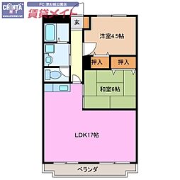 EXCREAサクラバシ 2LDKの間取図画像