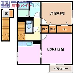 ルミエール・栄 2階1LDKの間取り