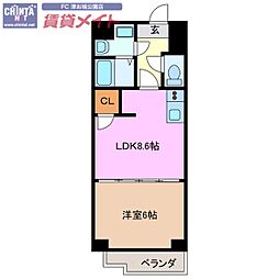 Ｓ−ＦＯＲＴ津新町 7階1LDKの間取り