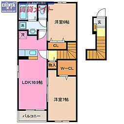 アレグロ　ヴィヴァーチェ　Ｂ 2階2LDKの間取り