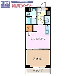 Ｓ−ＦＯＲＴ津新町 13階1LDKの間取り