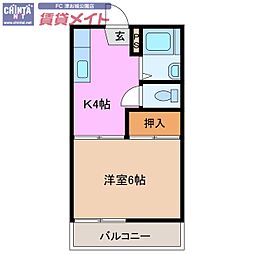 リソーハイツ 1Kの間取図画像