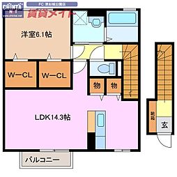 セジュール Ｋ・Ｔ 2階1LDKの間取り