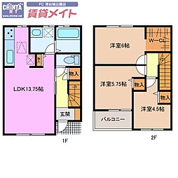 リーブルファイン柳山津興 1階3LDKの間取り