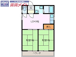 メゾンアルフォート 3階2DKの間取り