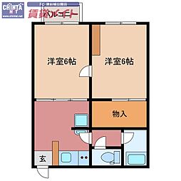 コーポTOKI 2DKの間取図画像