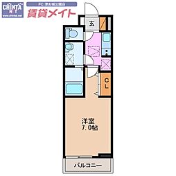 グリーンフォレスト 1Kの間取図画像