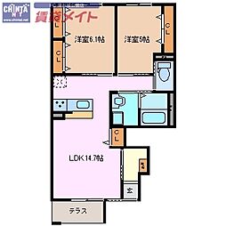 F・アザレア7 2LDKの間取図画像