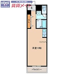 カーサ新町 ワンルームの間取図画像