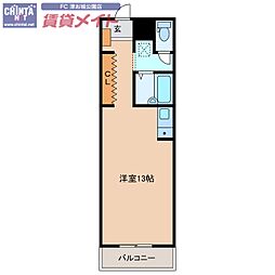 カーサ新町 ワンルームの間取図画像