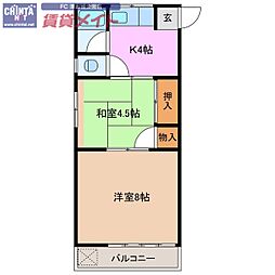 大石テナント 2Kの間取図画像