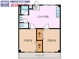 津INCOURT練木 2LDKの間取図画像