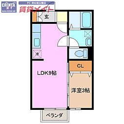 ビビッド 1LDKの間取図画像